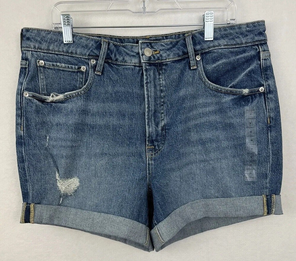 Free Assembly Denim Shorts Women’s Sz 16 Distressed Rolled Cuff NWOT Casual